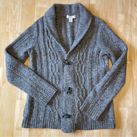 Coldwater Creek Wool Blend Shawl Neck Toggle Cardigan Sweater - Gray - Picture 3 of 15